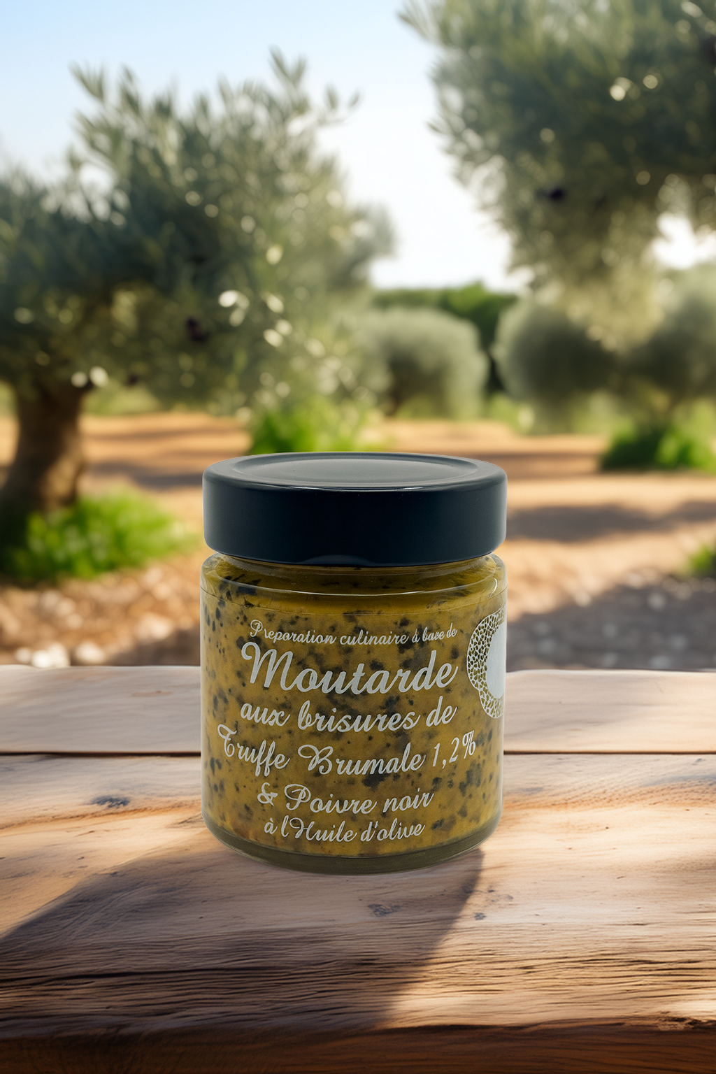 Moutarde aux brisures de truffe brumale 1,2% & poivre noir à l'huile d'olive